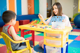 Educator working with a child